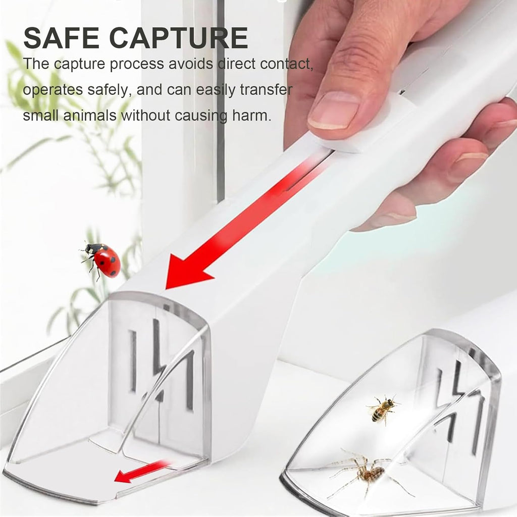 2Pcs Small Animals Catcher Quick Release Humane Catching Tool Clear Contactless Observer Kids Adults Nature Exploration Container to Capture Butterflies, Bees, Spiders, Etc (Black+White)