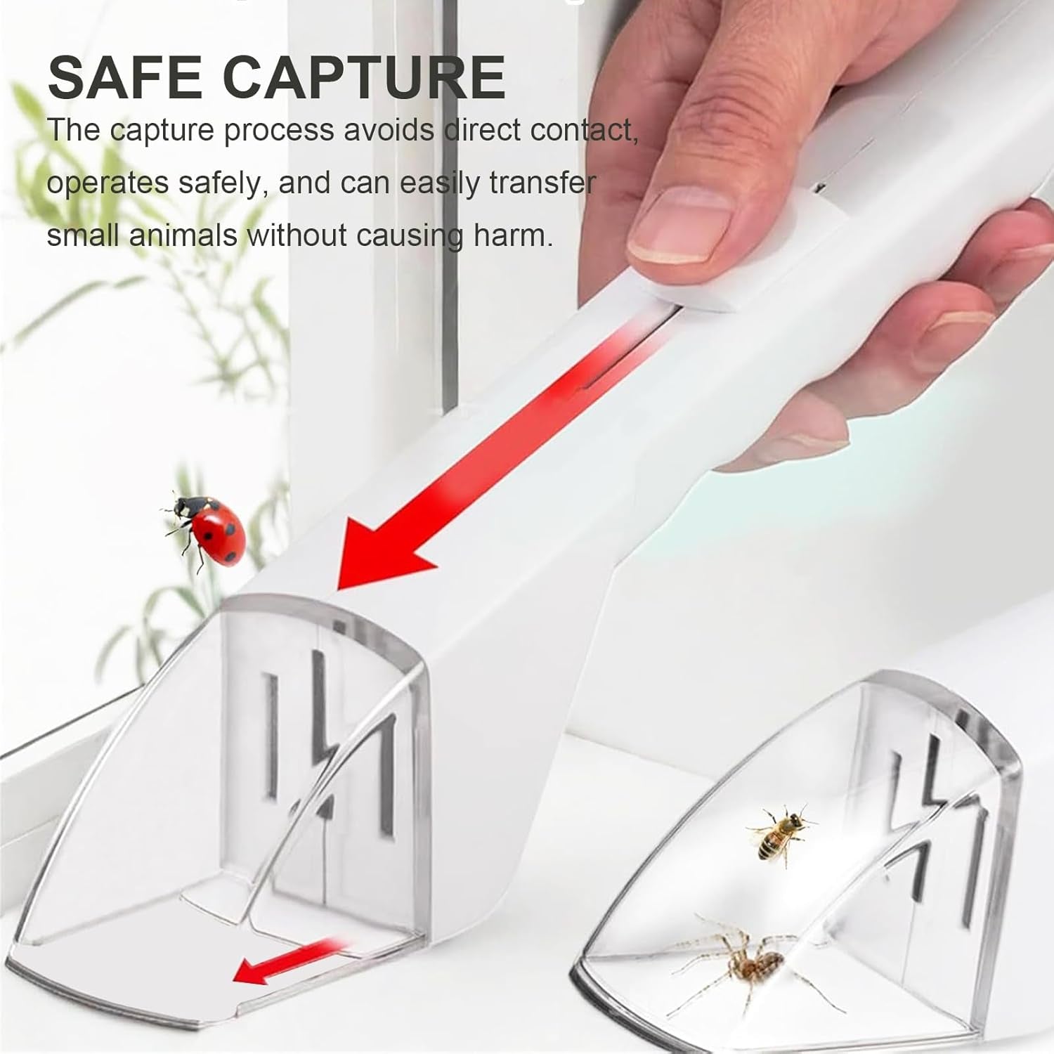 2Pcs Small Animals Catcher Quick Release Humane Catching Tool Clear Contactless Observer Kids Adults Nature Exploration Container to Capture Butterflies, Bees, Spiders, Etc (Black+White)