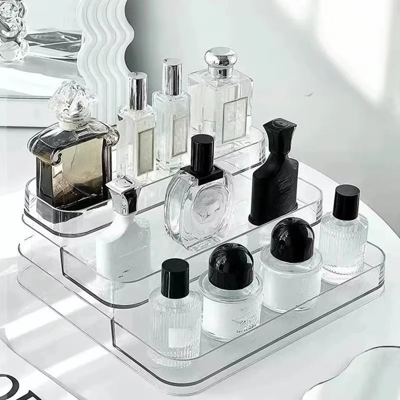 3 Tier Desktop Perfume Shelf PET Cosmetic Organizer Perfume Storage Rack Doll Display Stand Kitchen Seasoning Organizer