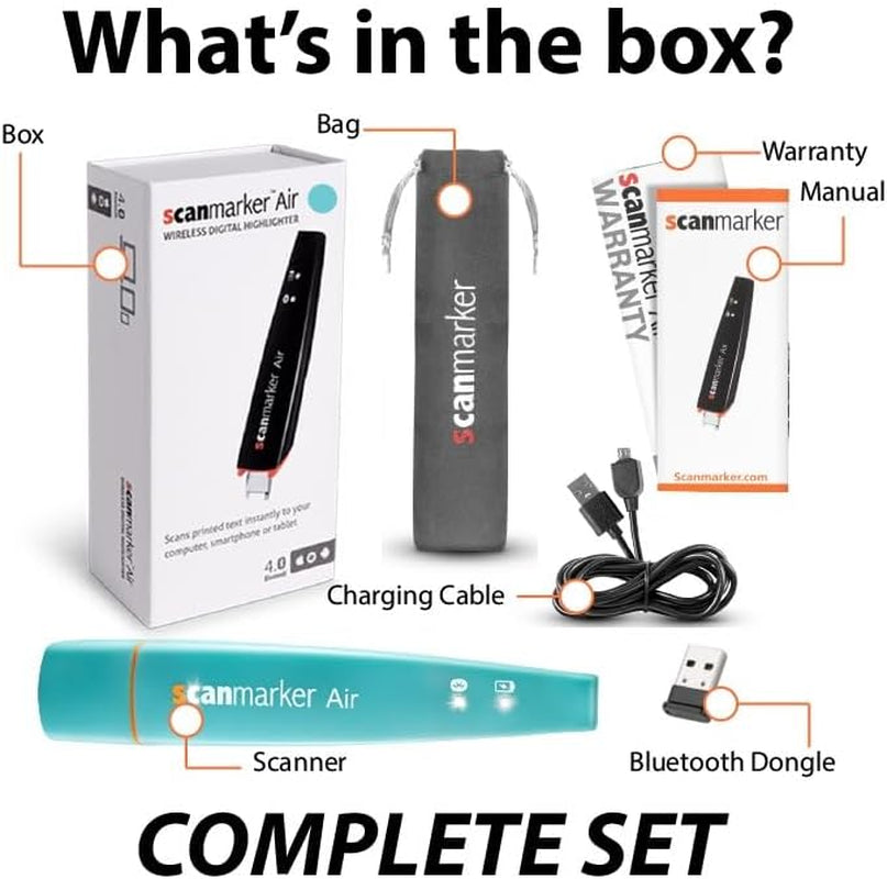 Air Pen Scanner & Translator Pen | Electronic Translation Pen & Smart Reading Pen for Dyslexia, Students & Professionals - Compatible with Mac, Windows, Ios & Android (Turquoise)