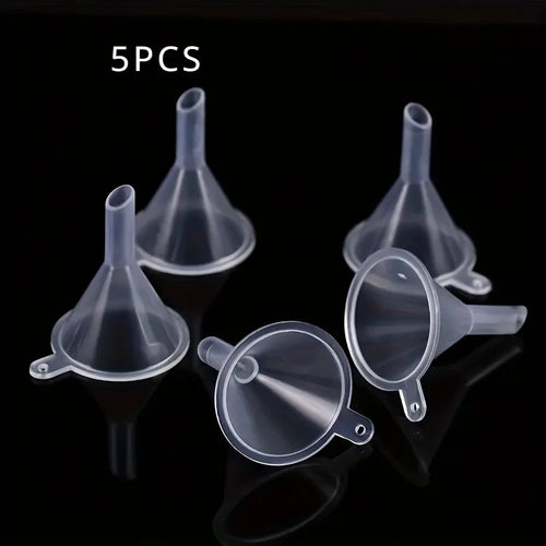 5Pcs Mini Plastic Funnels - Perfect for Perfumes, Essential Oils & Crafts | Transparent Liquid Filling Tools
