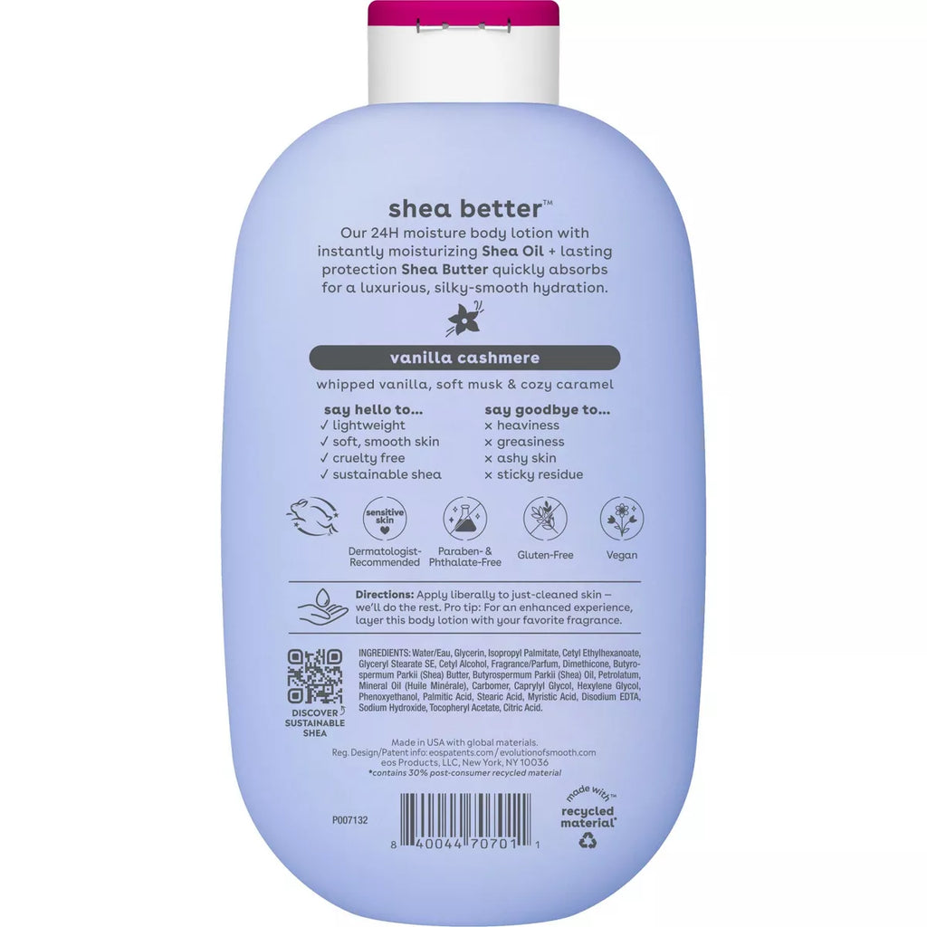 Eos Shea Better Moisture Body Lotion - Vanilla Cashmere - 16 Fl Oz