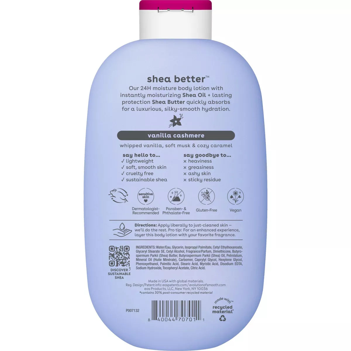 Eos Shea Better Moisture Body Lotion - Vanilla Cashmere - 16 Fl Oz