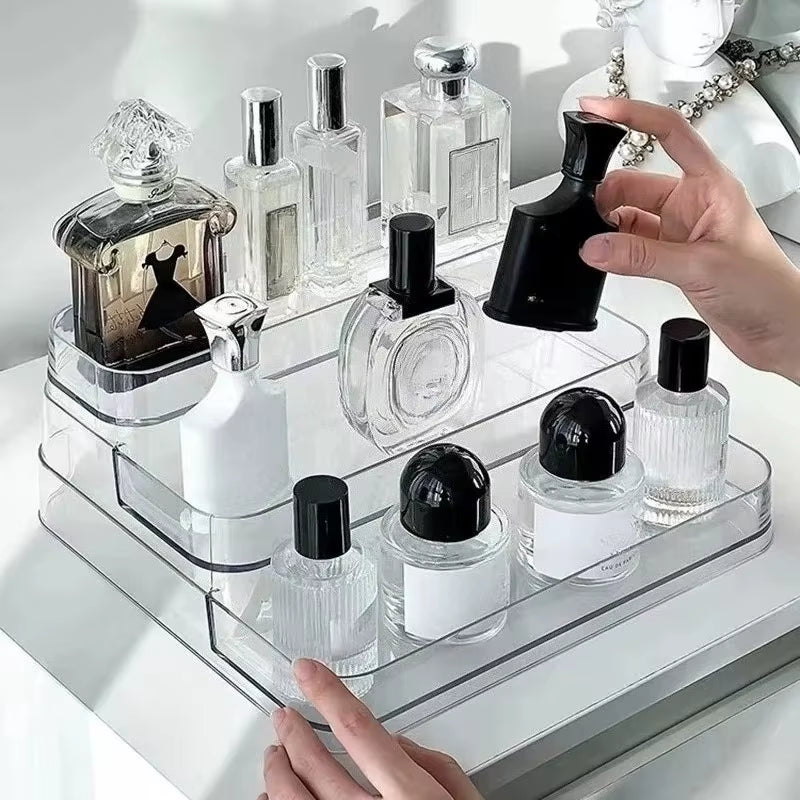 3 Tier Desktop Perfume Shelf PET Cosmetic Organizer Perfume Storage Rack Doll Display Stand Kitchen Seasoning Organizer