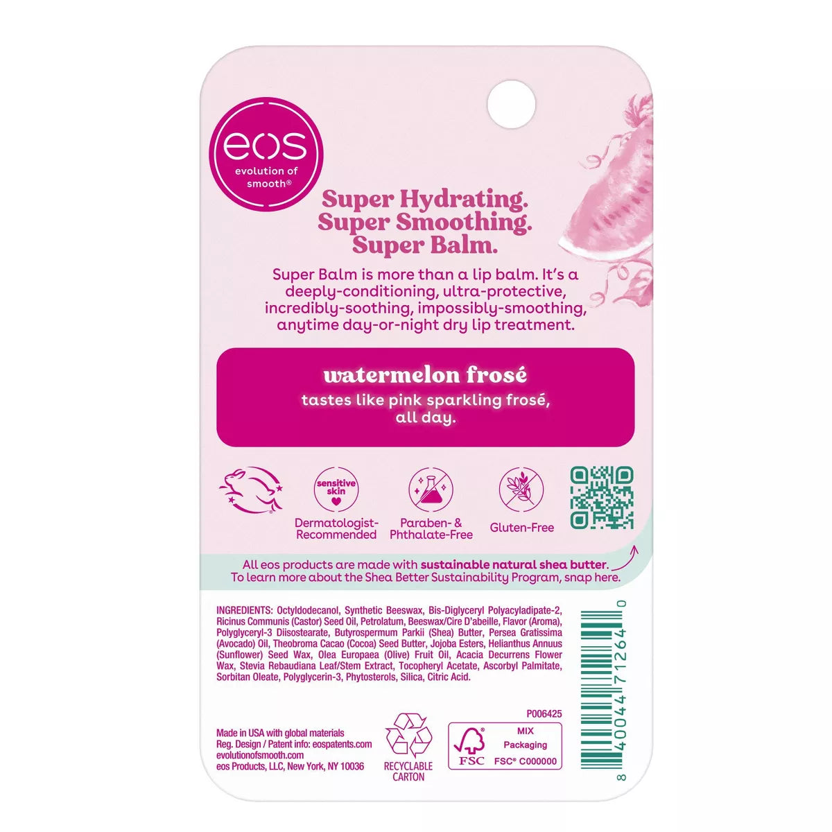 Eos 24H Moisture Super Balm - Watermelon Frosé - 0.35 Fl Oz