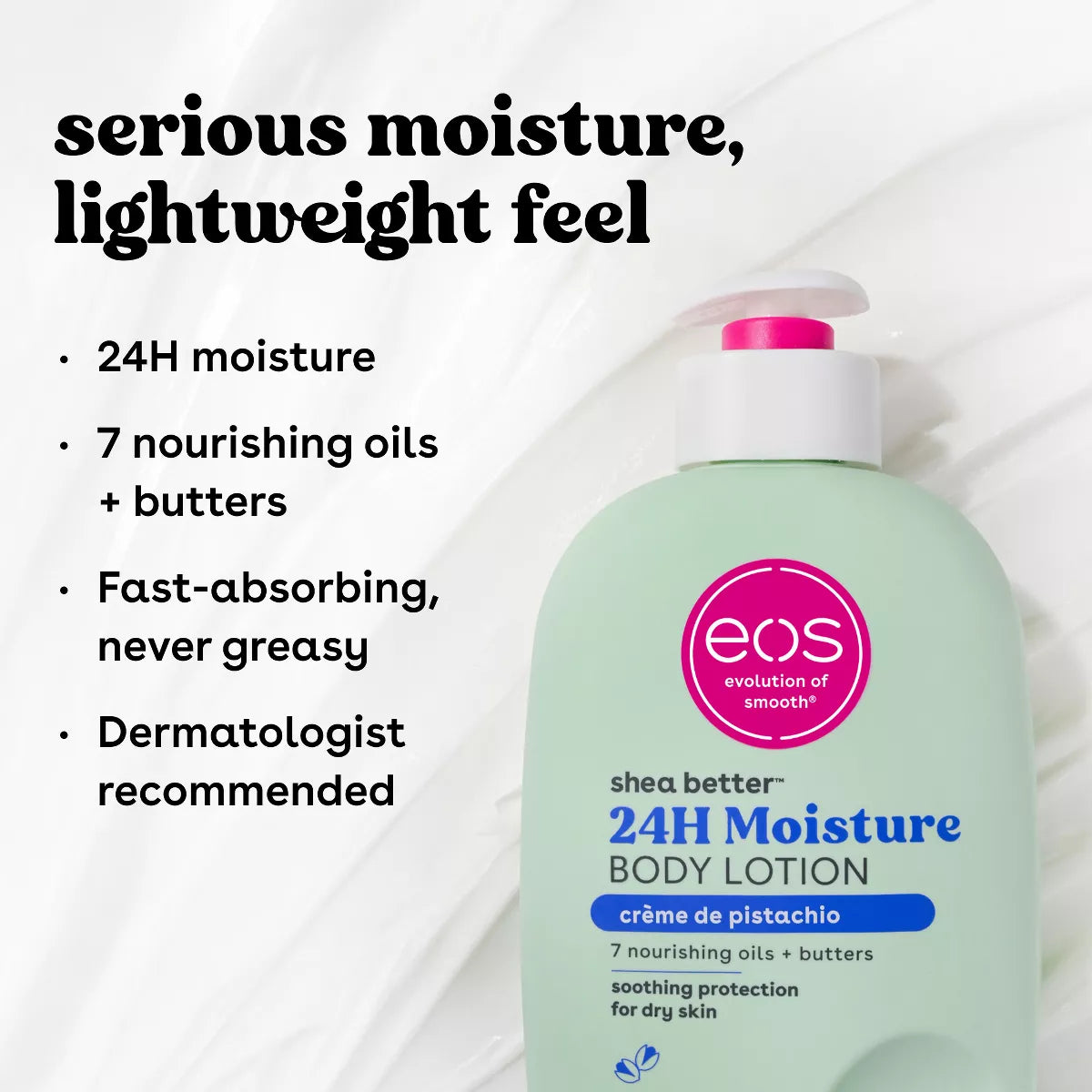 Eos Shea Better 24H Moisture Body Lotion - Crème De Pistachio - 16 Fl Oz: Moisturizing, Soothing, Whole Body Use, Hypoallergenic