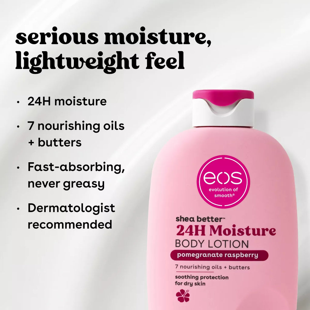 Eos Shea Better 24H Moisture Body Lotion - Pomegranate Raspberry - 16 Fl Oz: Hypoallergenic, Paraben-Free, Phthalate-Free