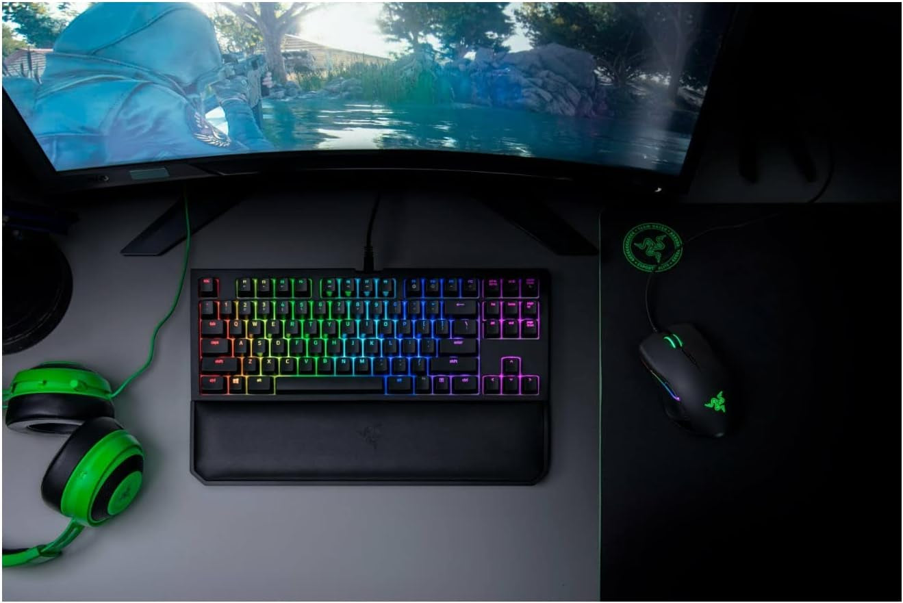 Razer Blackwidow TE Chroma V2 TKL Tenkeyless Mechanical Gaming Keyboard: Orange Key Switches, Tactile & Silent, Chroma RGB Lighting, Magnetic Wrist Rest, Programmable Macros, Classic Black