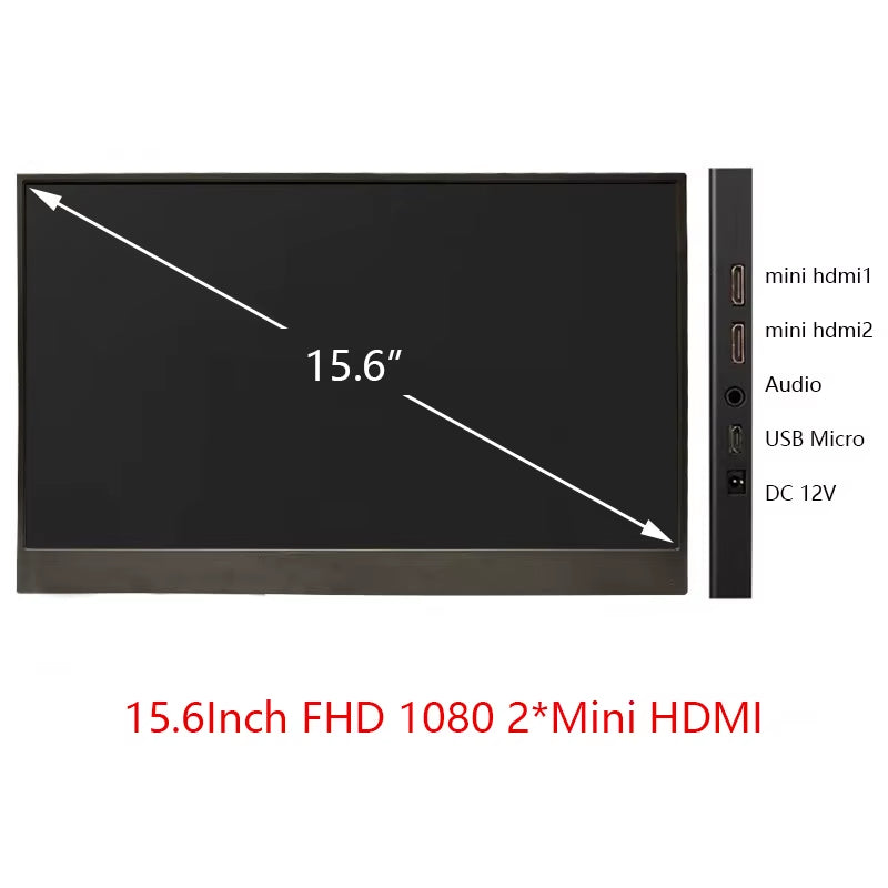 15.6Inch 1080P Portable Monitor IPS Panel USB Power Mini Hdmi-Compatible for Xbox Switch Respberry Pi PS5 Display LED Screen