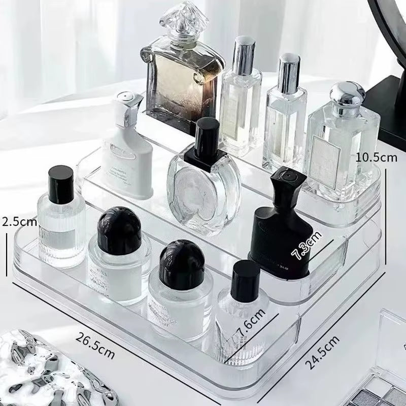 3 Tier Desktop Perfume Shelf PET Cosmetic Organizer Perfume Storage Rack Doll Display Stand Kitchen Seasoning Organizer