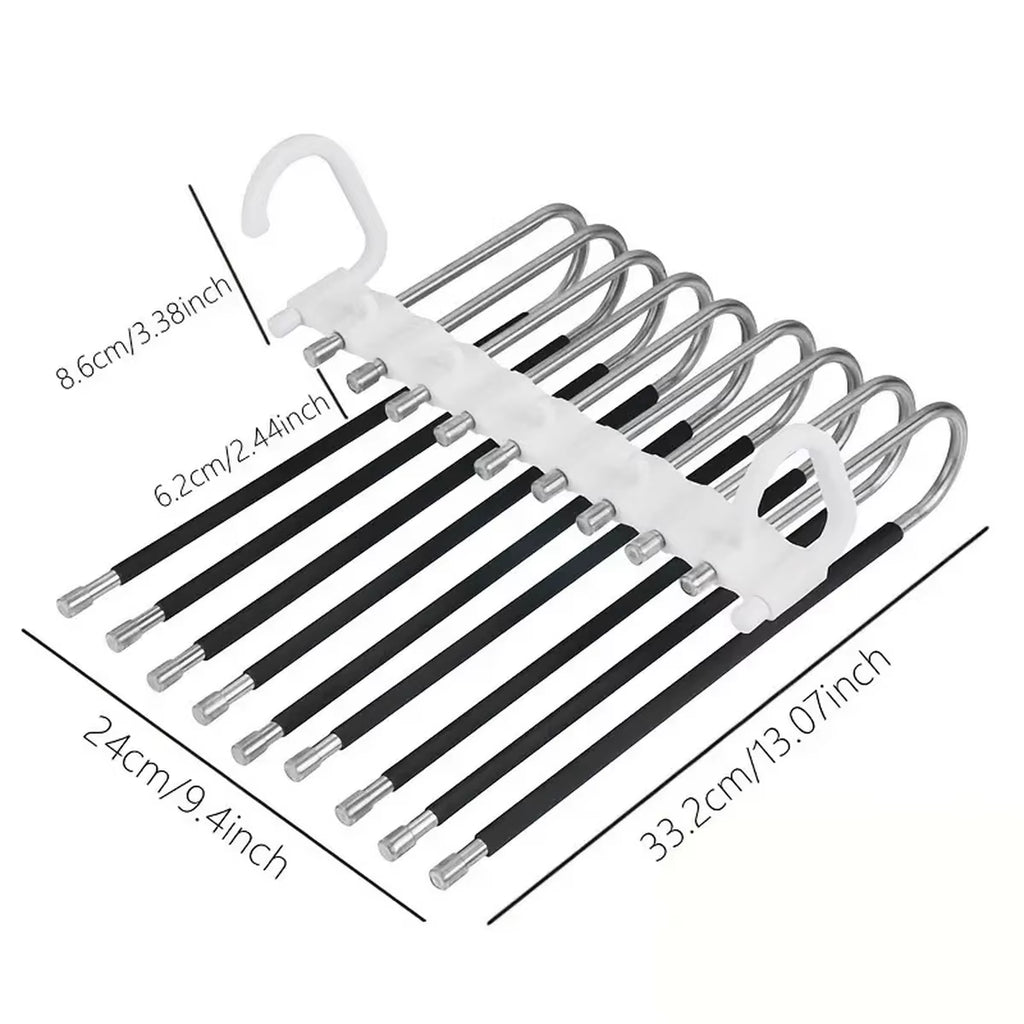Upgrade 9 Layers Pants Hangers Space Saving, Jeans Hangers Non Slip Stainless Steel Multifunctional Rack S-Type Closet Organizer