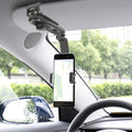 Sun Visor Car Phone Holder，1080° Multifunctional Sun Visor Universal 360 Rotating Rear View Mirror Phone Holder, Foldable Cell Phone Mount Clip for All Mobile Phones