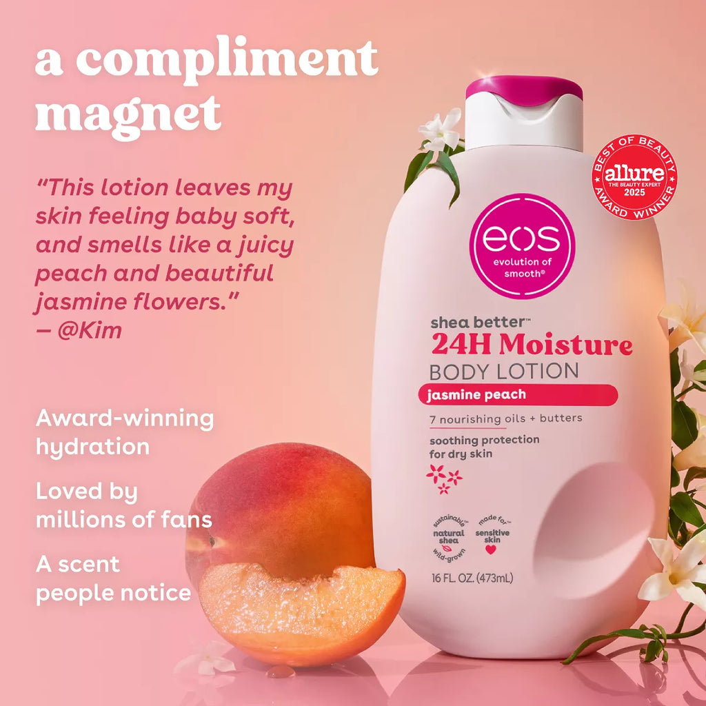 Eos Jasmine Peach Body Lotion - 16Oz: Moisturizing, Soothing, Nourishing, Hypoallergenic