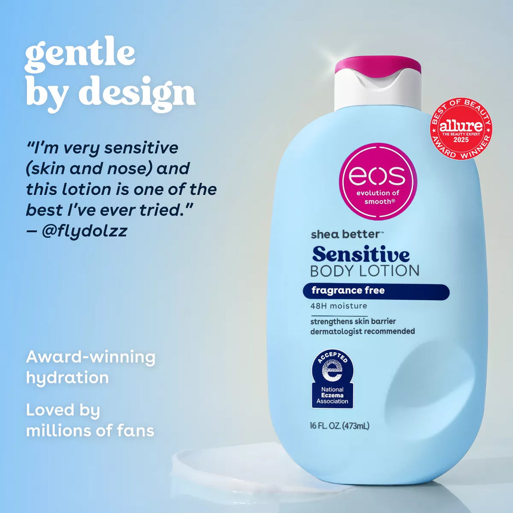 Eos Shea Better 24H Moisture Body Lotion - Fragrance Free - 16 Fl Oz: Whole Body, Bottle, Normal Skin