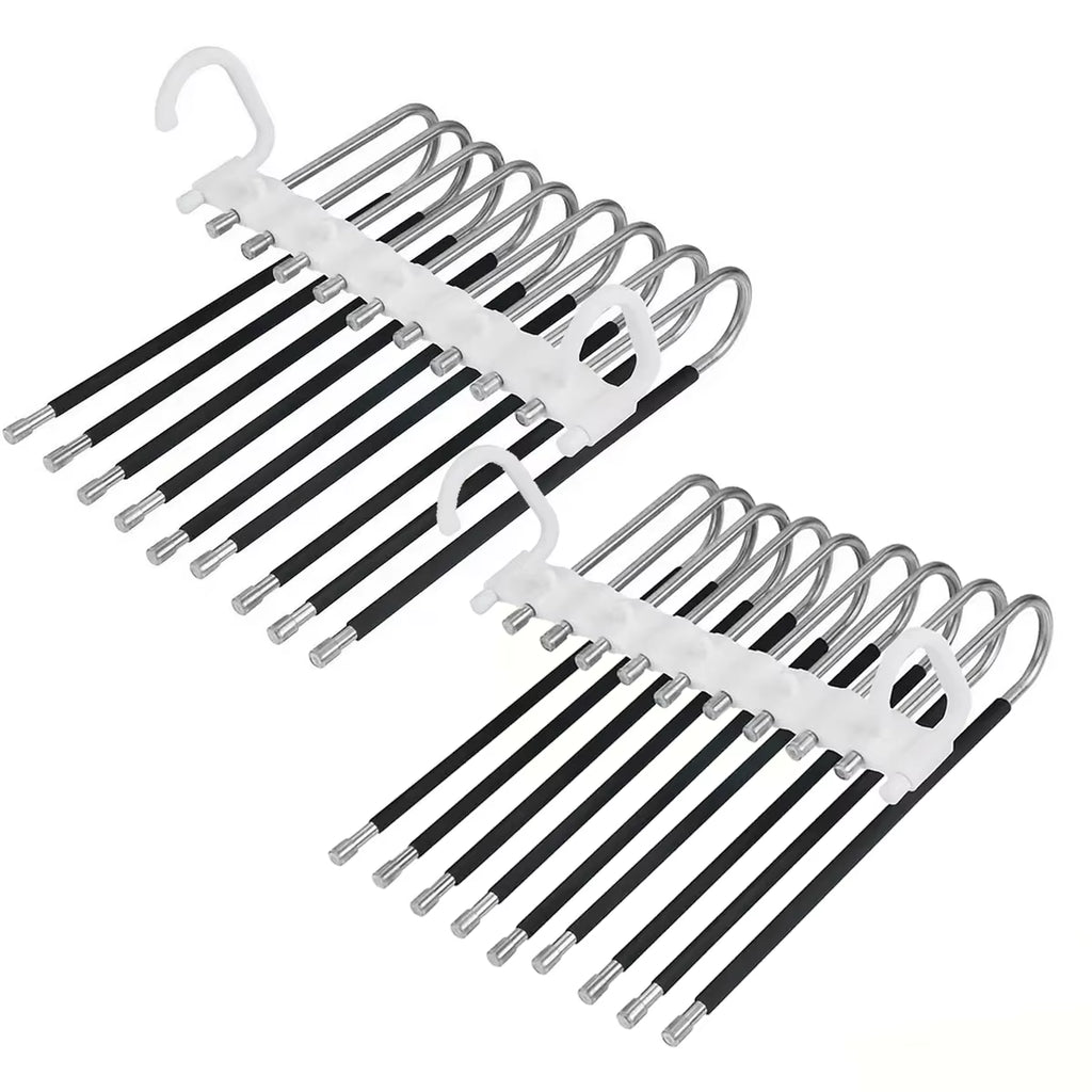 Upgrade 9 Layers Pants Hangers Space Saving, Jeans Hangers Non Slip Stainless Steel Multifunctional Rack S-Type Closet Organizer