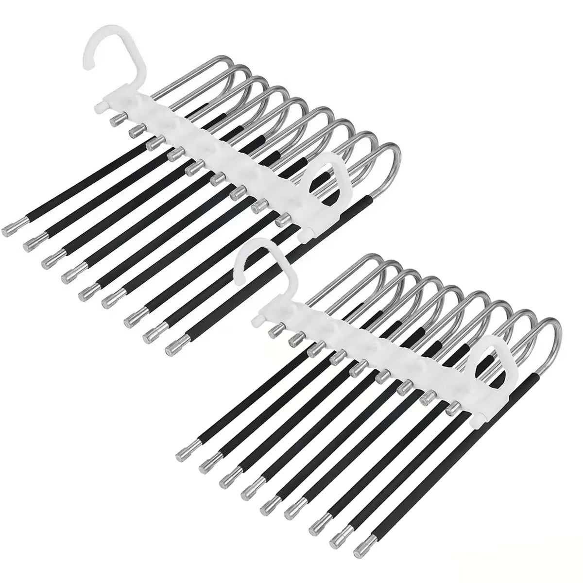 Upgrade 9 Layers Pants Hangers Space Saving, Jeans Hangers Non Slip Stainless Steel Multifunctional Rack S-Type Closet Organizer