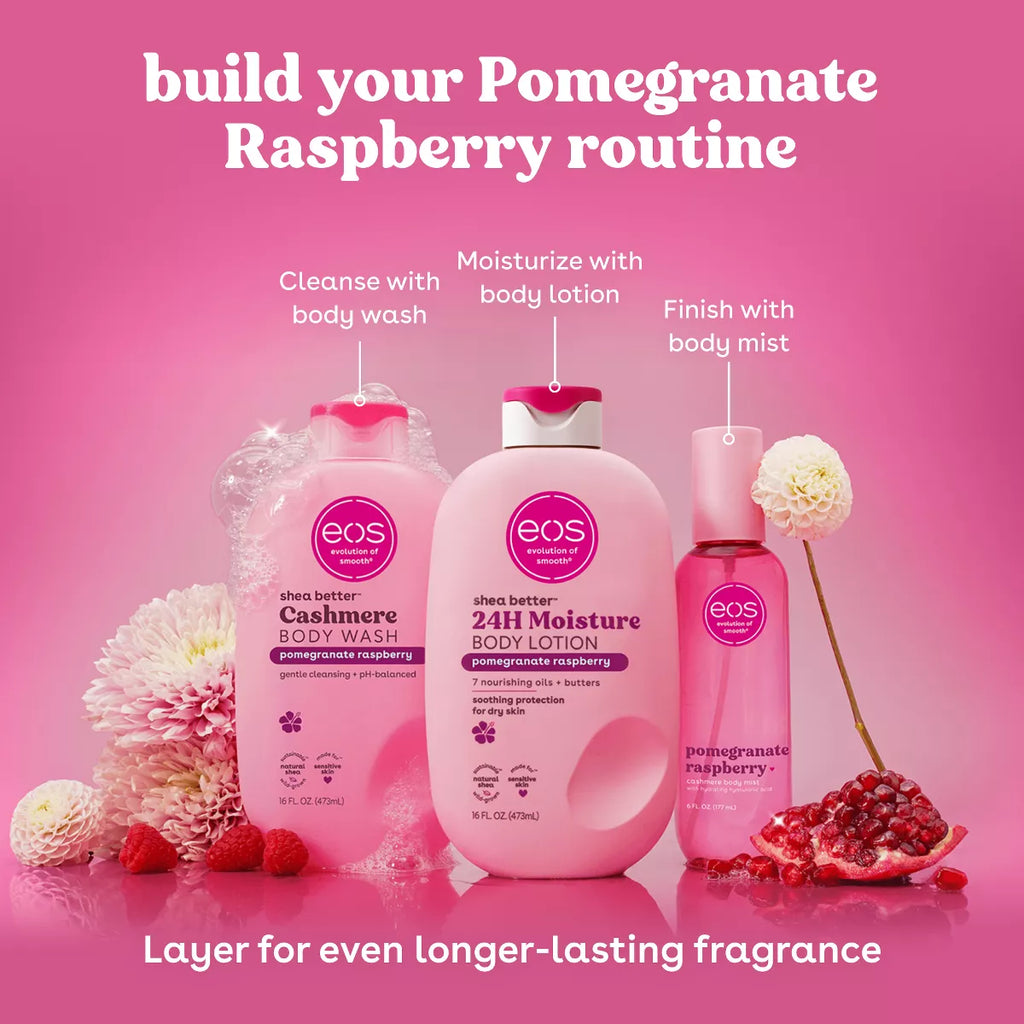 Eos Shea Better 24H Moisture Body Lotion - Pomegranate Raspberry - 16 Fl Oz: Hypoallergenic, Paraben-Free, Phthalate-Free