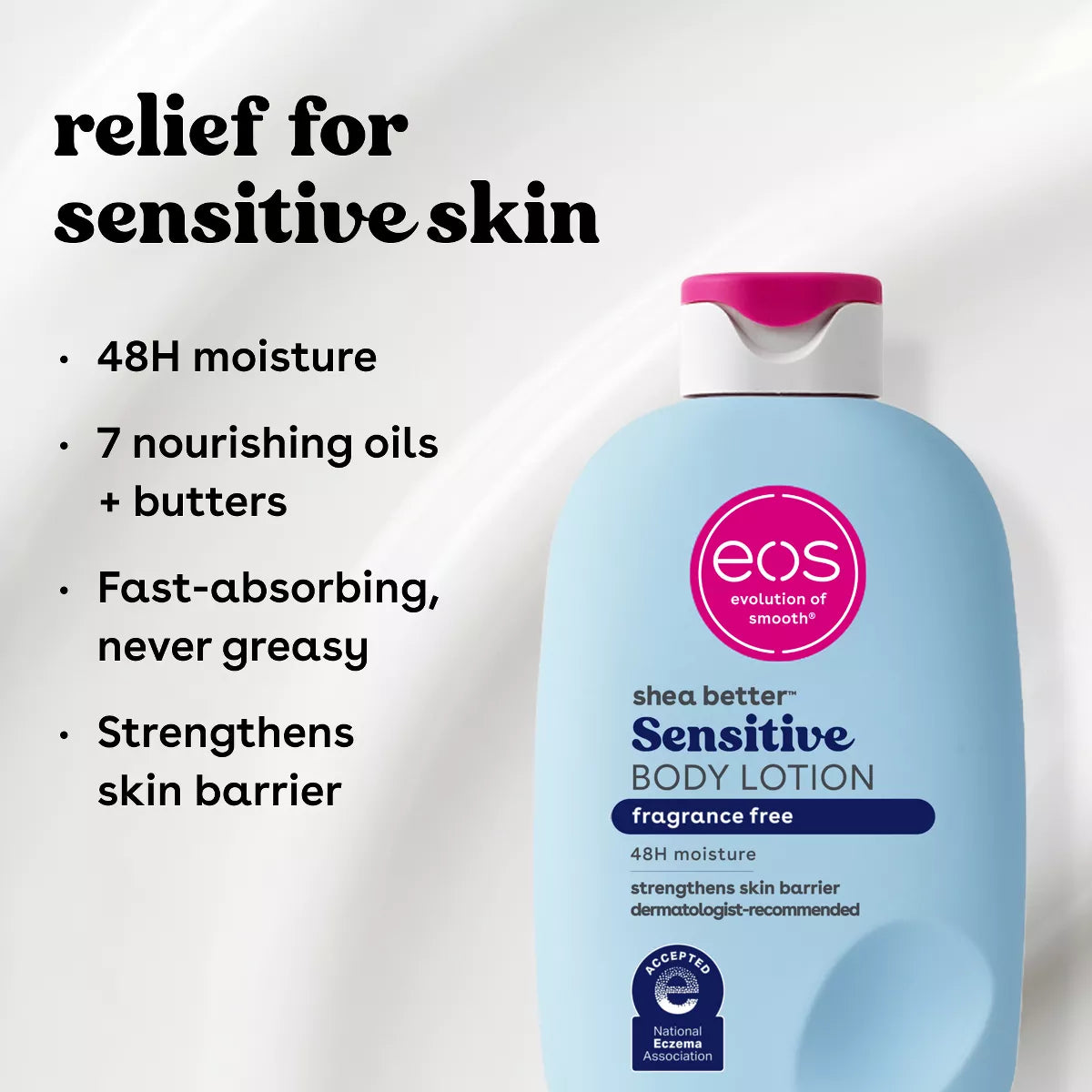 Eos Shea Better 24H Moisture Body Lotion - Fragrance Free - 16 Fl Oz: Whole Body, Bottle, Normal Skin