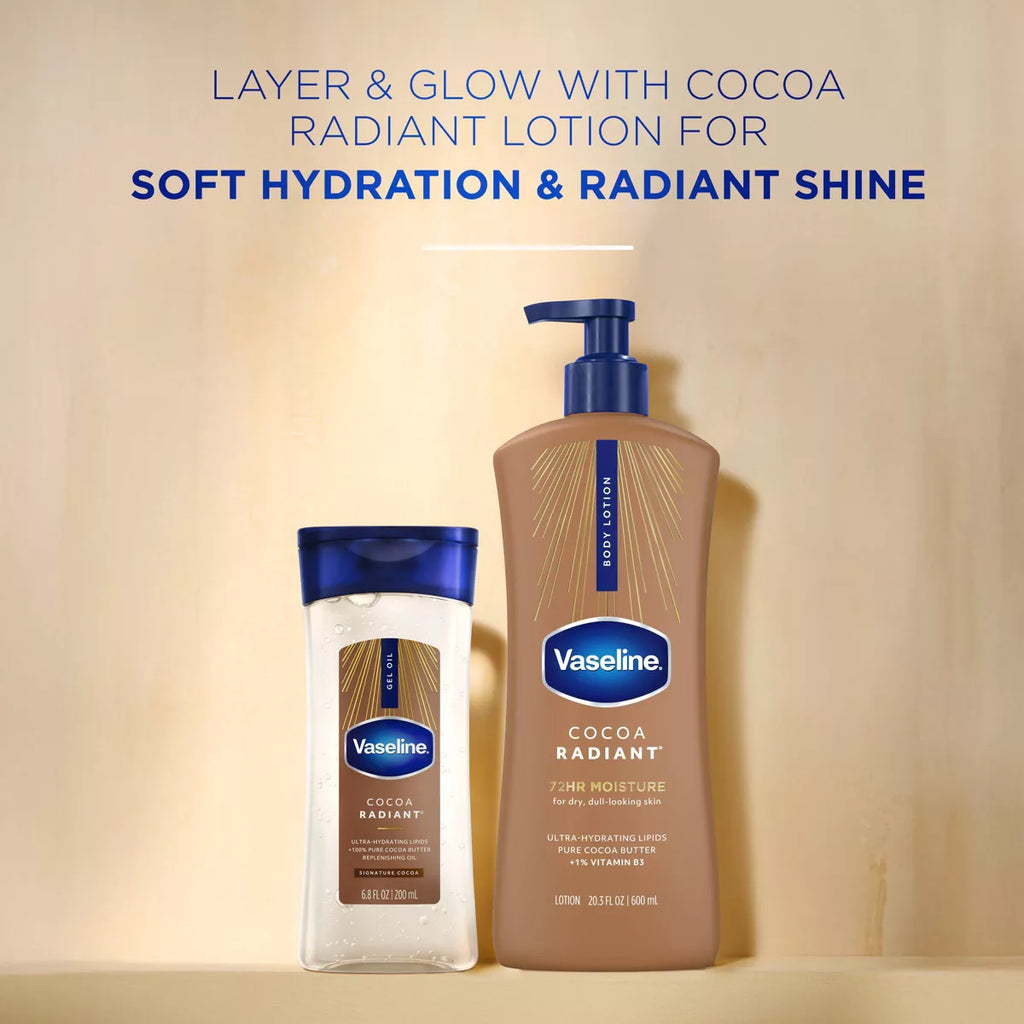 Vaseline Intensive Care Cocoa Radiant Body Gel Oil for Glowing Skin - Scented - 6.8 Fl Oz