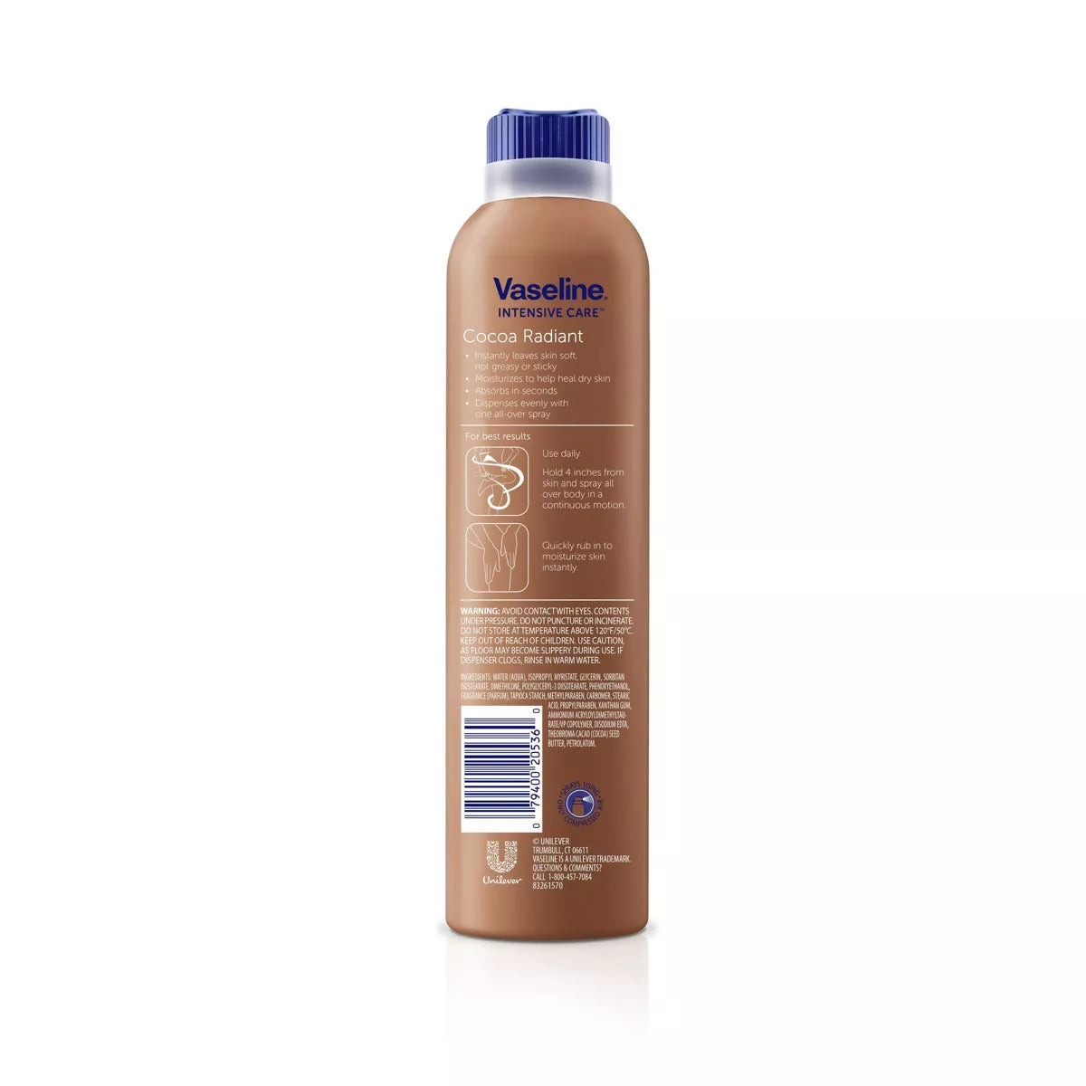 Vaseline Intensive Care Cocoa Radiant Spray Moisturizer Cocoa Butter - 6.5Oz