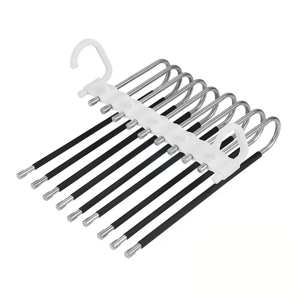 Upgrade 9 Layers Pants Hangers Space Saving, Jeans Hangers Non Slip Stainless Steel Multifunctional Rack S-Type Closet Organizer